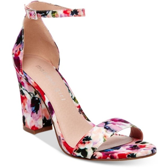 floral print block heels